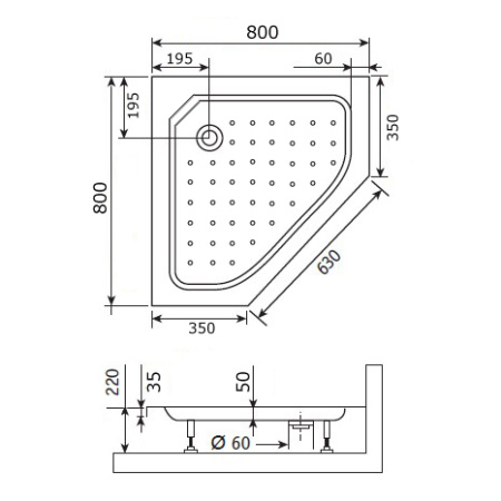 душевой поддон rgw acrylic style-tr 80×80 16180588-11 белый