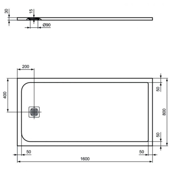 душевой поддон 160×80 см ideal standard ultraflat s k8276fv черный