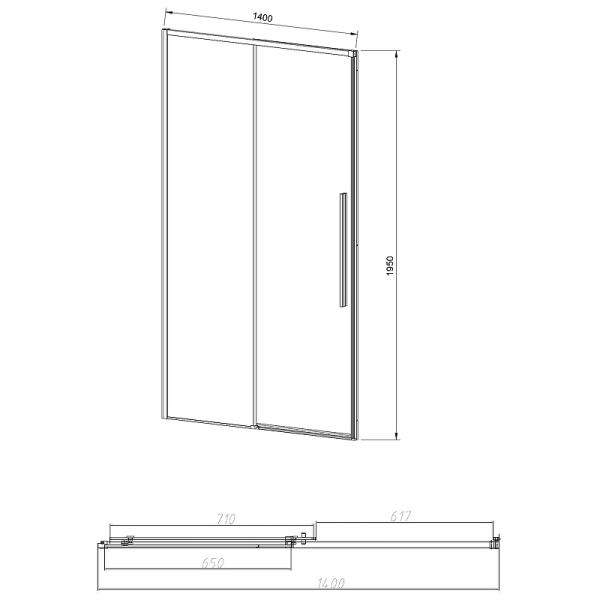 душевая дверь vincea slim-n 140 vds-4sn140cgb профиль черный, стекло тонированное