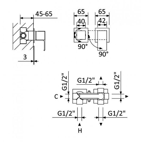 смеситель для ванны cezares porta porta-vdim3-m-sr