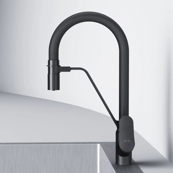 смеситель для кухни am.pm like f8007822 с гибким изливом, цвет черный