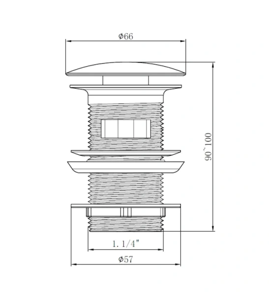 донный клапан cezares czr-sat-gm для раковины, с переливом, оружейная сталь
