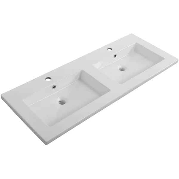 раковина cezares czr-8070-120-2 121x46 см, накладная, двойная, цвет белый