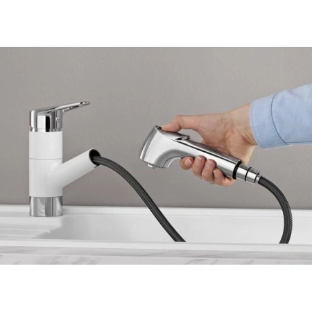 смеситель для кухни blanco notis-s хром/белый 523257