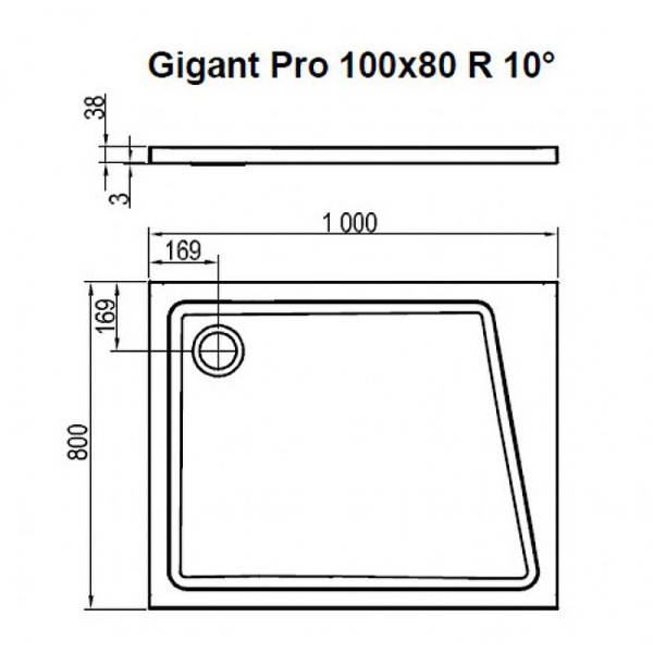 душевой поддон из искусственного камня ravak 10° gigant pro 100×80 xa05a40101p белый