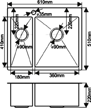 кухонная мойка melana h6151s сатин