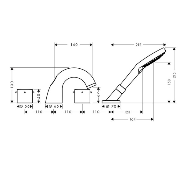 смеситель на борт ванны axor starck 10444000