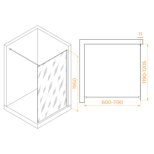 душевая перегородка rgw walk in wa-002w 120 35100212-15 профиль белый, стекло прозрачное