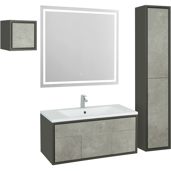 тумба под раковину aquaton уэльс 80 1a267901wa6a0 подвесная авеллино грей антрацит