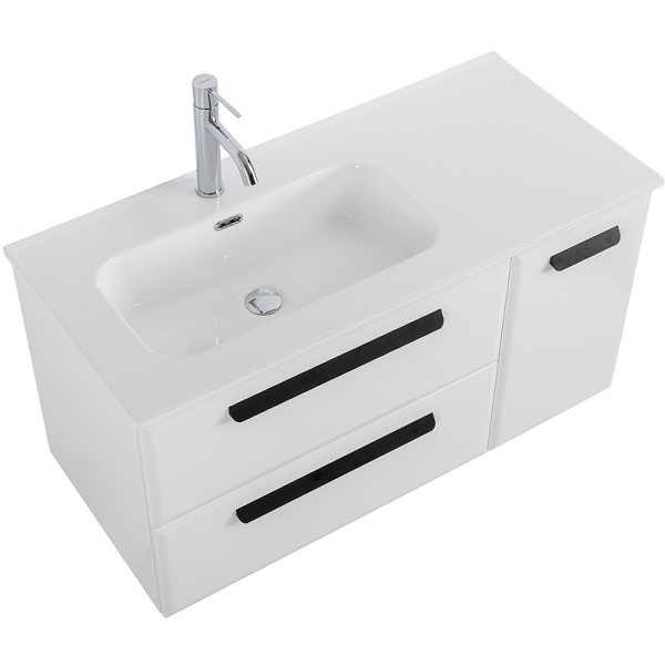 тумба под раковину cezares eco-cer-n 100 l eco-cer-n-1000-2c-1a-so-bl-l подвесная bianco lucido без ручек