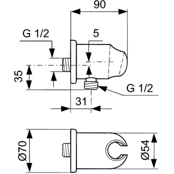 подключение для душевого шланга с держателем ideal standard cerawell a2406aa