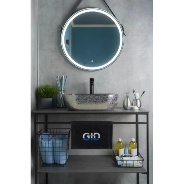 раковина в ванную накладная ceramalux 50 см,d1302h020 черный, серебряный