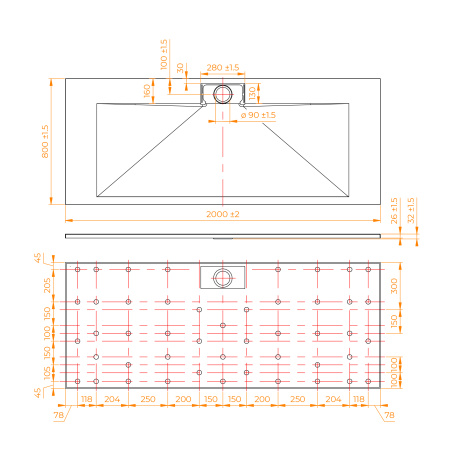 душевой поддон из стеклопластика rgw tks-w 200x80 553802820-01 белый