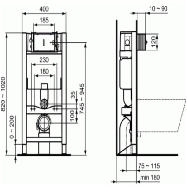 инсталяции в туалет ideal standard prosys r009167