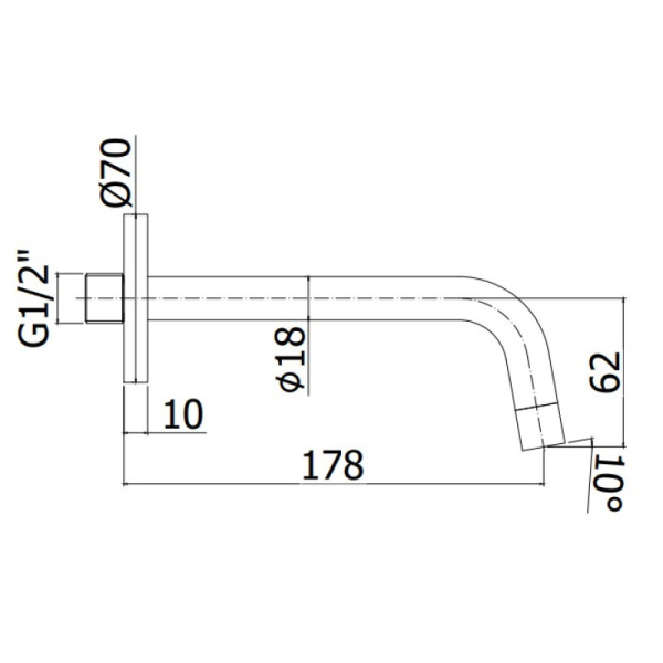 излив paffoni zboc045hg для ванны, 17.8 см, золотой