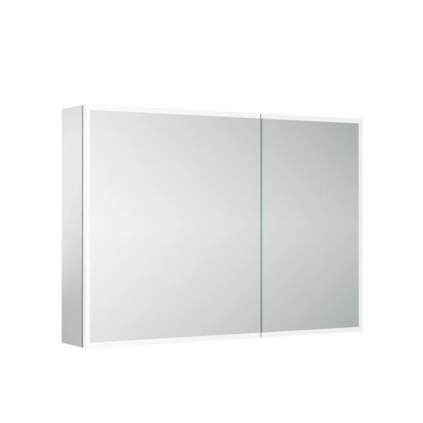 Зеркальный шкаф из алюминия для ванной комнаты Sancos Evoke1000x700х136 мм с LED подсветкой SC80100