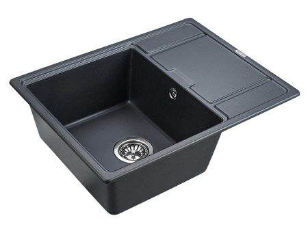 кухонная мойка paulmark flugen 50-650 pm216550-blm, it-granit, цвет черный металлик.