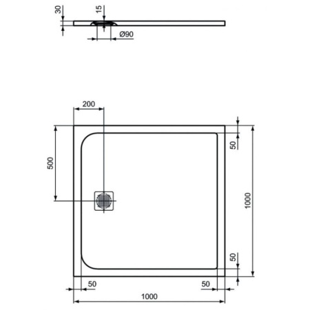 душевой поддон из искусственного камня ideal standard ultraflat s k8216fr 100×100