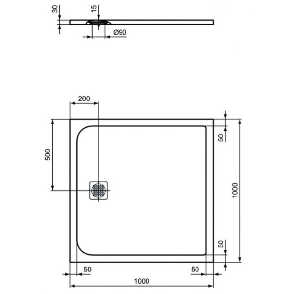 душевой поддон из искусственного камня ideal standard ultraflat s k8216ft 100×100