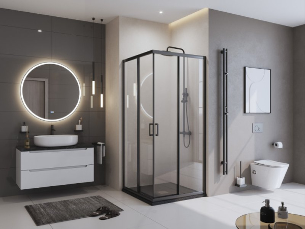 душевой поддон из искусственного камня belbagno uno 90x90 tray-mr-uno-a-90-35-nero-cr черный матовый