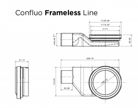 душевой трап 950 bettoserb drain frameless line арт. 13701234, хром матовый/ полая под плитку, без рамки комбинированный затвор