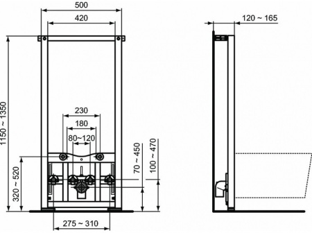 комплект биде с инсталляцией ideal standard tesi d3868v1 белый