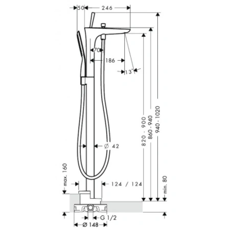 смеситель для ванны hansgrohe puravida 15473400