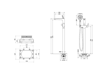 смеситель для ванны aquatek бетта aq1145bgm цвет оружейная сталь