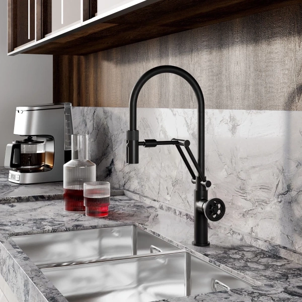 смеситель для кухни iddis grange grablfli05 черный матовый с гибким изливом