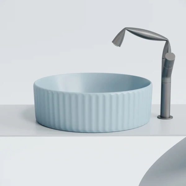 раковина ceramicanova element cn6057ml накладная, ø36 см, голубая матовая