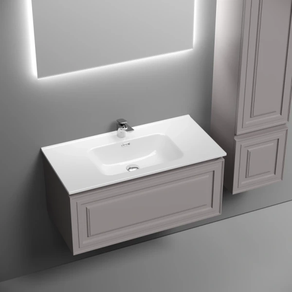 тумба под раковину sancos very vr90sm 89 см, подвесная, серый матовый