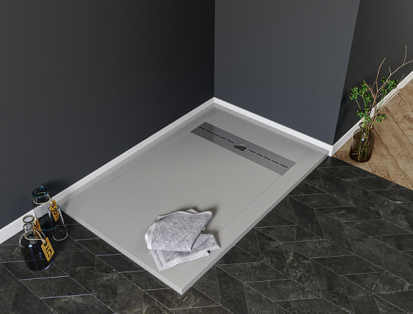 душевой поддон 160×90 см aquanet delight 00258887 из искусственного камня, серый